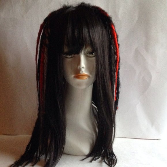 Black Red White Full Dread Dreadlock Wig HANDMADE main image 6